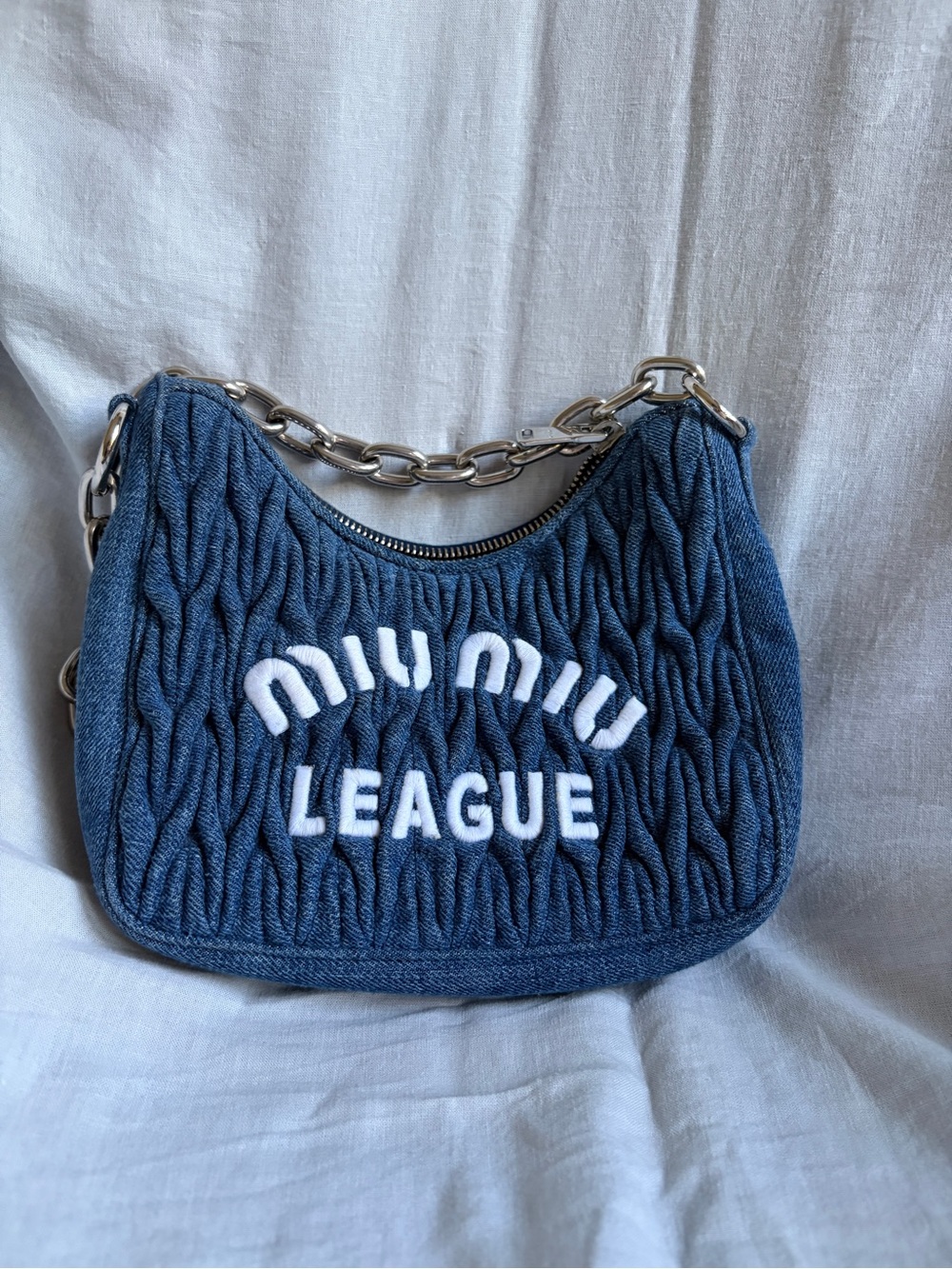 Miu Miu Matelassé denim shoulder bag